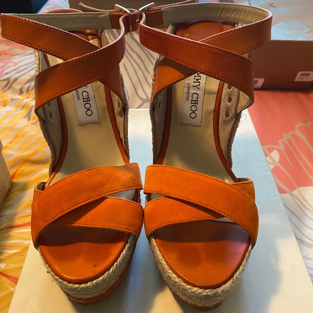 Jimmy choo espadrilles size 41 orange suede